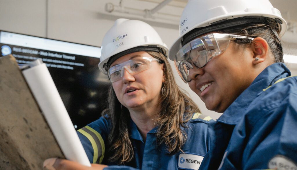 Agilyx employees working at a chemical recycling plant in Tigard, Oregon.