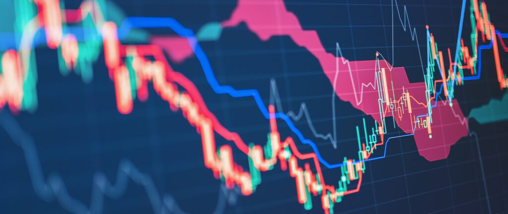 Robot investment monitoring market volatility in financial market stock photo